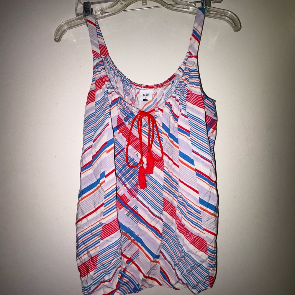 Cabi red, white & blue strappy rayon camisole/tank top